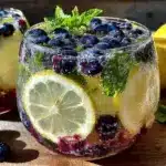 sparkling blueberry mint lemonade punch - featured image