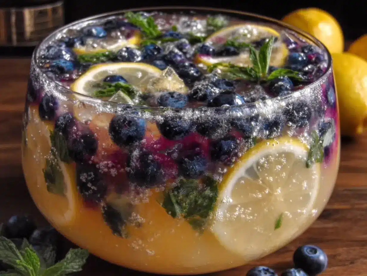 sparkling blueberry mint lemonade punch preparation steps