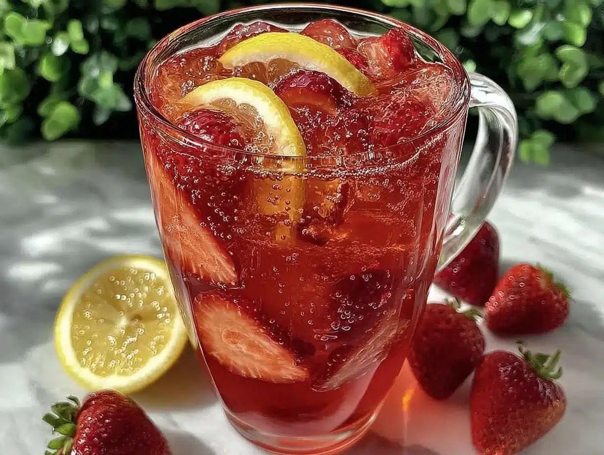 sparkling strawberry lemonade pitcher preparation steps