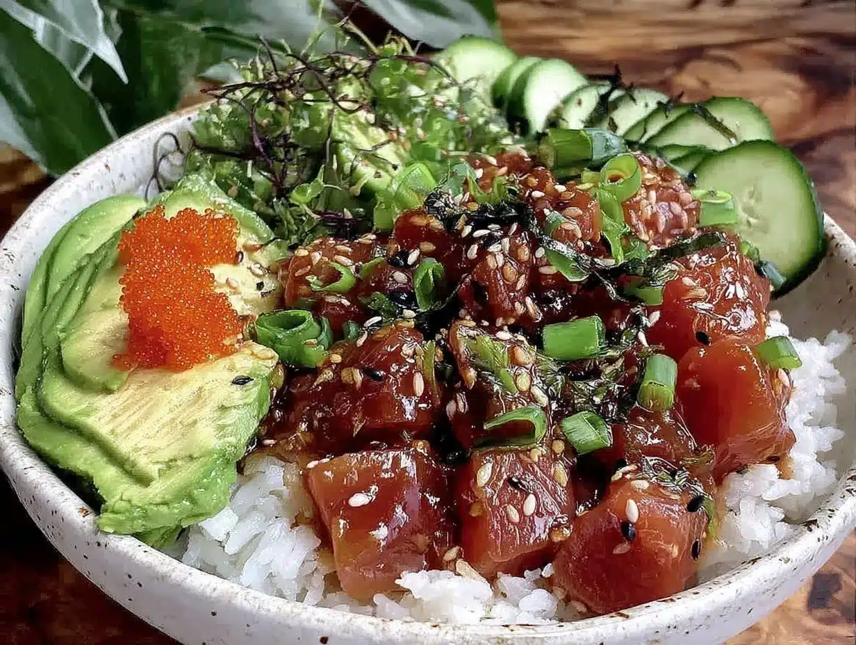 spicy tuna poke bowl preparation steps