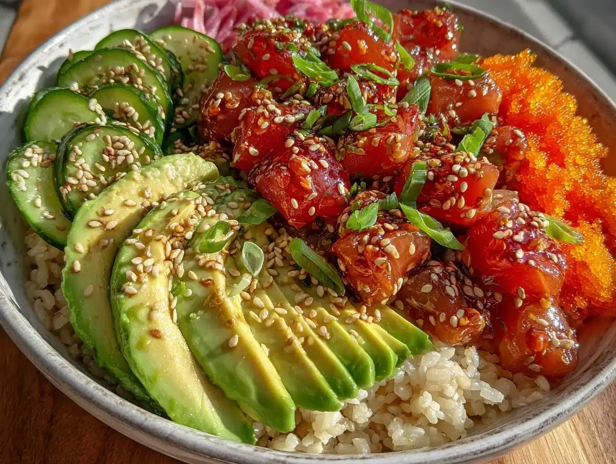 spicy tuna poke bowl - featured image