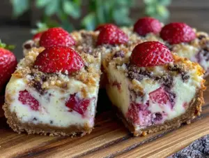 Strawberry Crunch Cheesecake Bars - featured image
