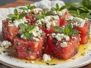 watermelon feta mint salad bites - featured image