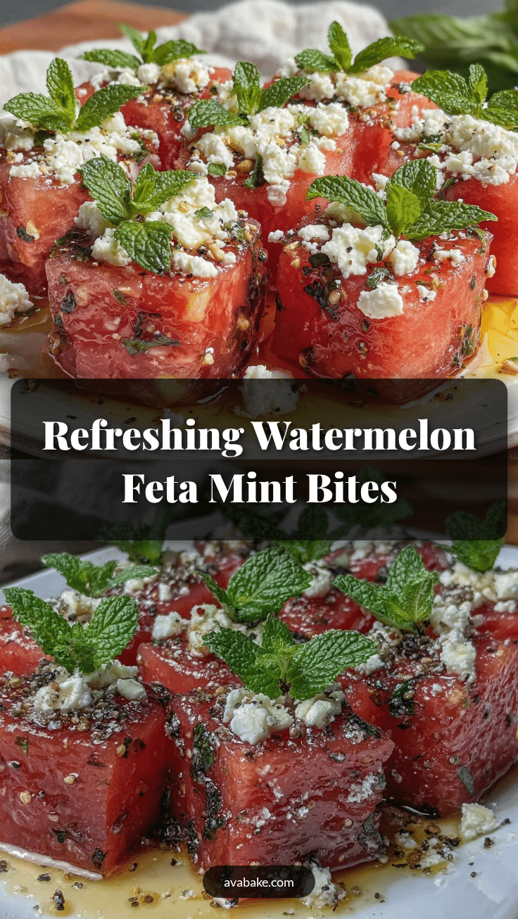 watermelon feta mint salad bites recipe