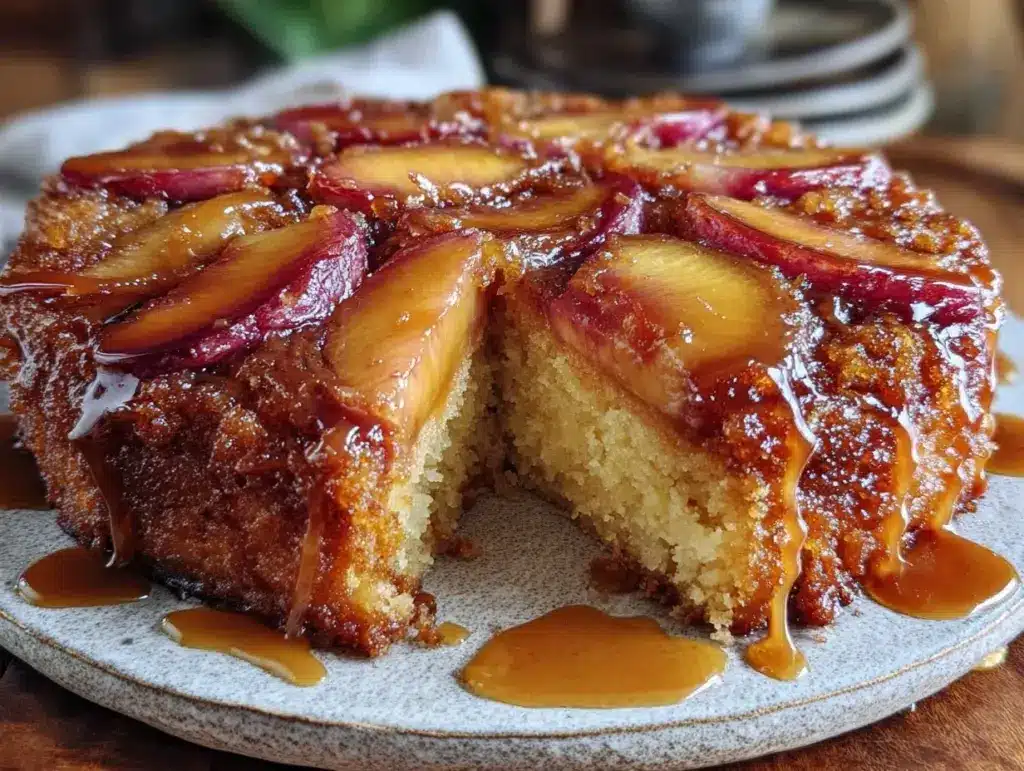 brown butter peach upside-down cake - featured image