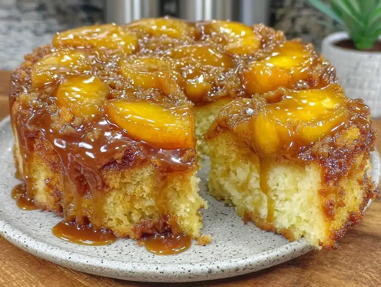 brown butter peach upside-down cake preparation steps