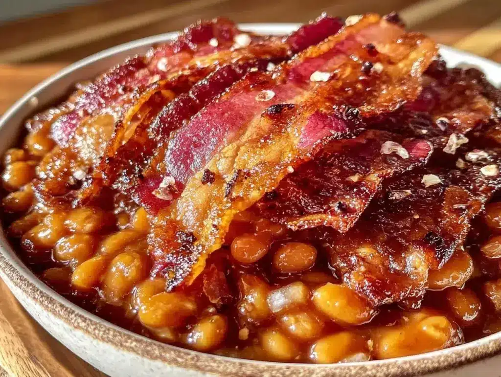 brown sugar bourbon baked beans - featured image