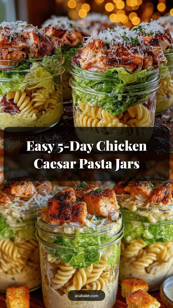 chicken caesar pasta salad jars recipe