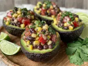 cowboy caviar stuffed avocados - featured image