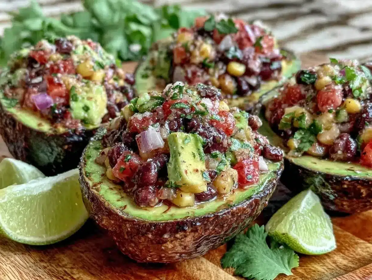 cowboy caviar stuffed avocados preparation steps