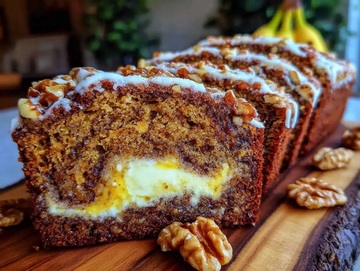 cream cheese swirl banana bread - featured image