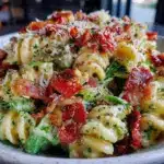creamy avocado blt pasta salad - featured image