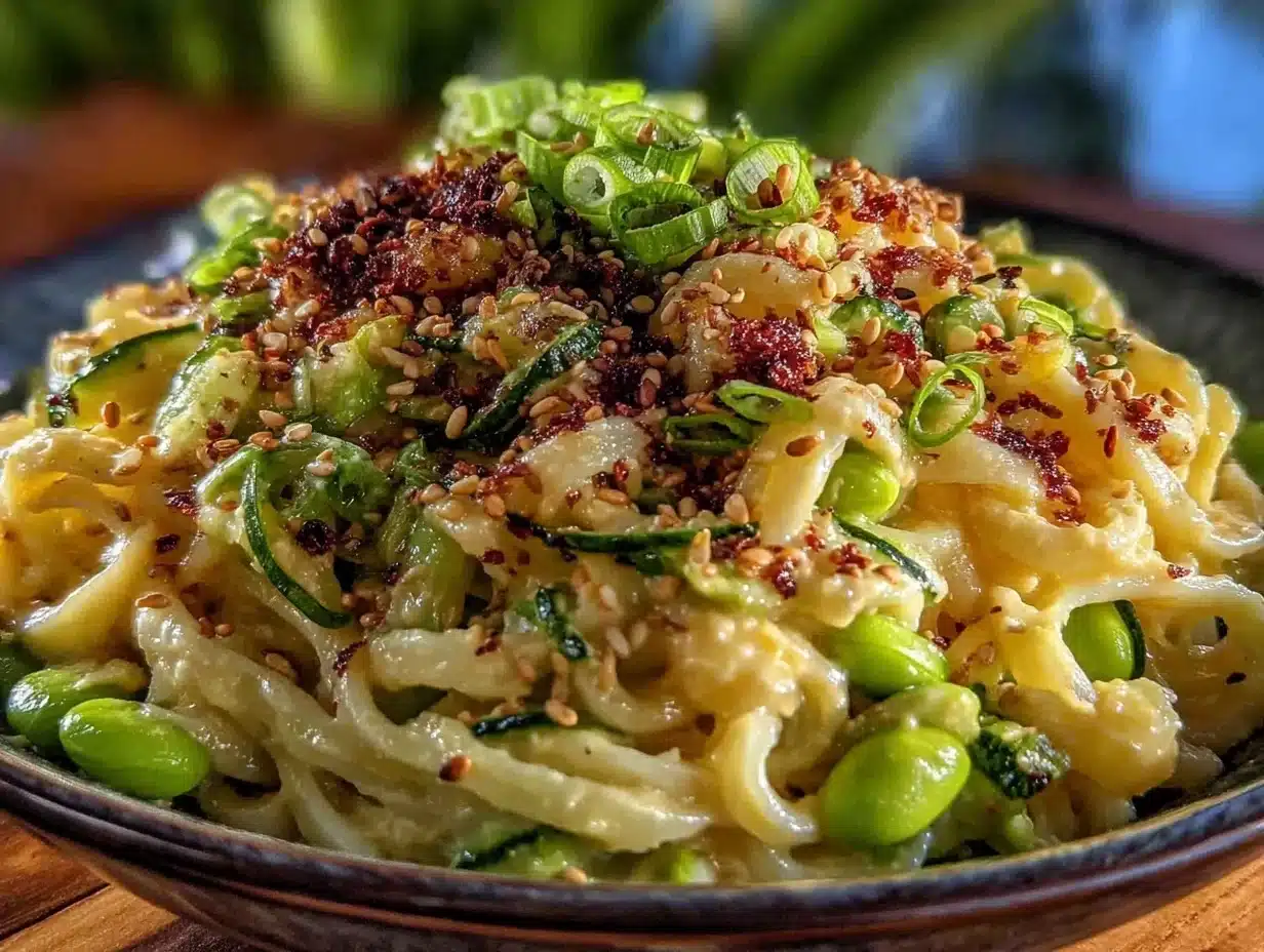 creamy cold peanut noodle bowl - featured image