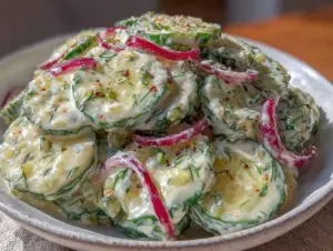 creamy dill cucumber salad - featured image