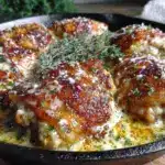 creamy garlic parmesan chicken thighs - featured image