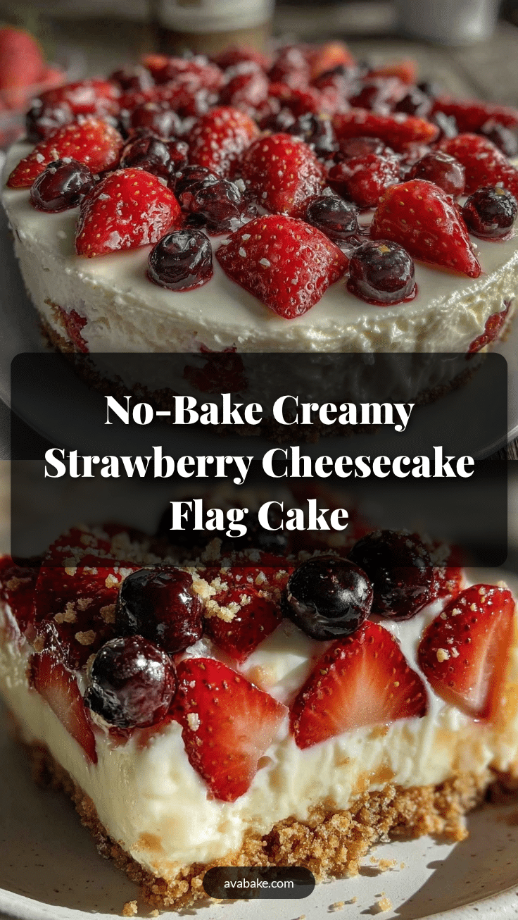 creamy no-bake strawberry cheesecake flag cake recipe
