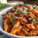 creamy roasted red pepper smoked gouda pasta - featured image