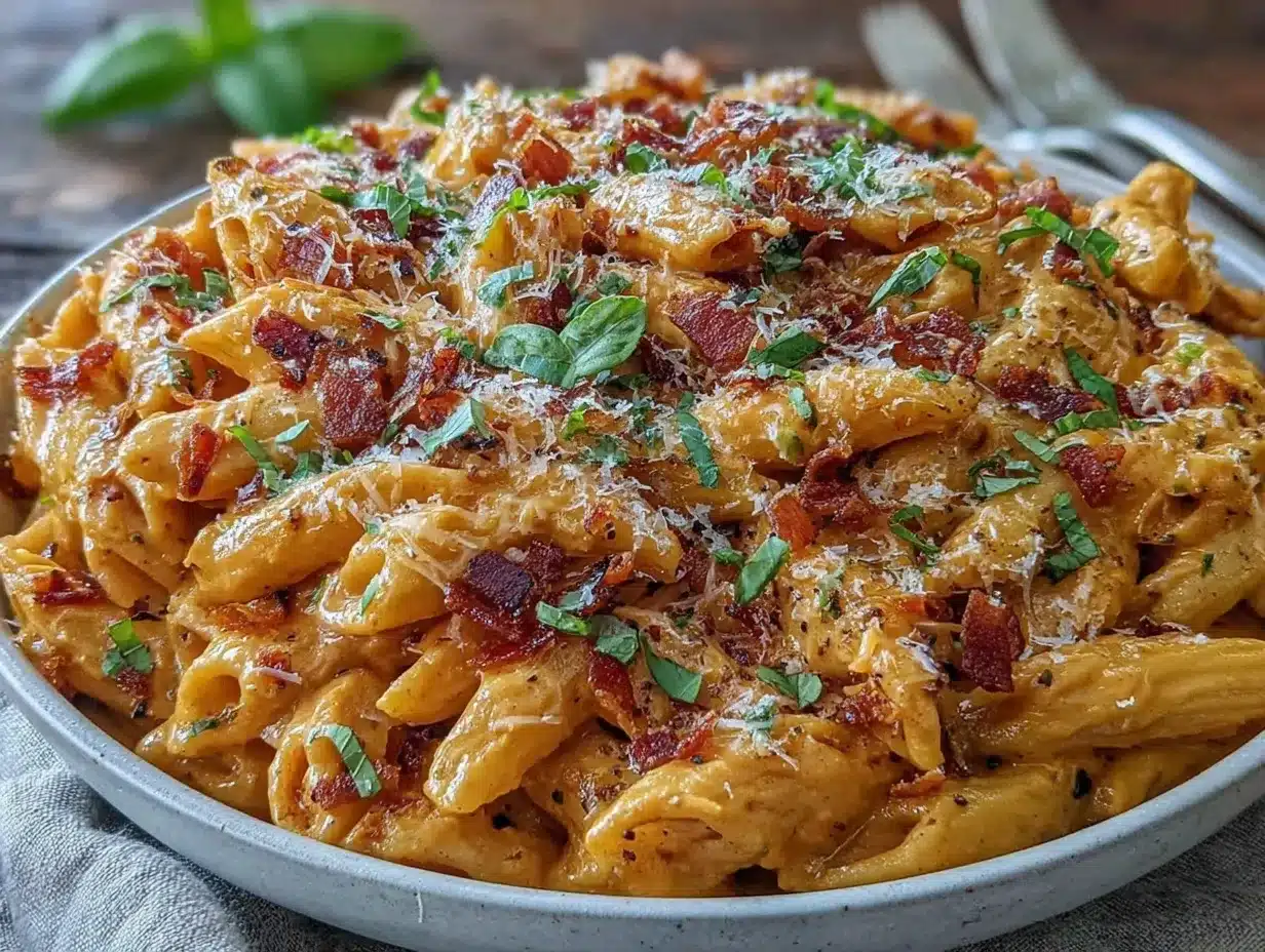 creamy roasted red pepper smoked gouda pasta preparation steps