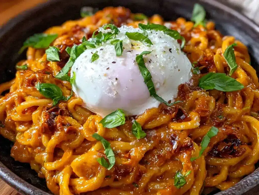 creamy sun-dried tomato pesto pasta - featured image