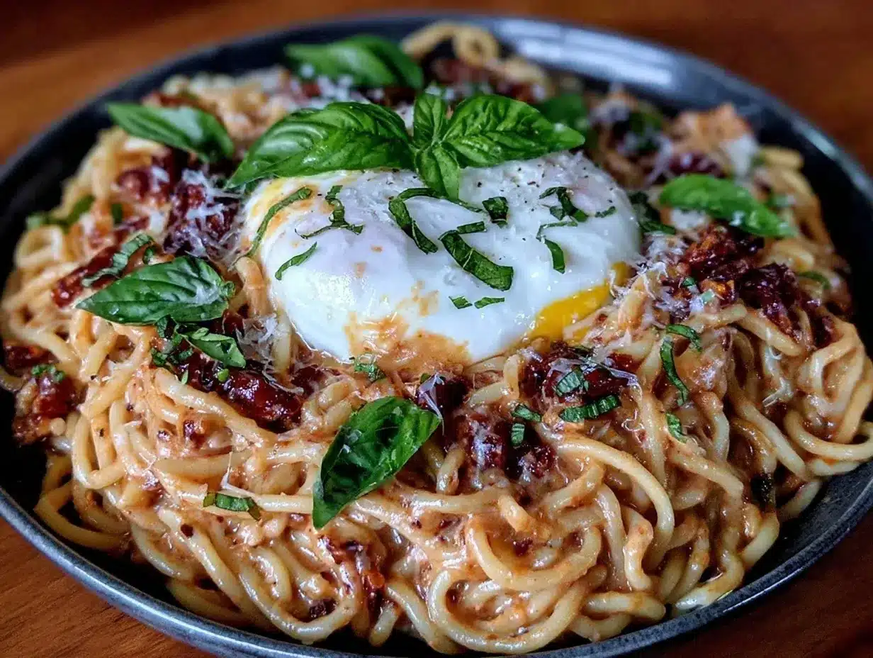 creamy sun-dried tomato pesto pasta preparation steps