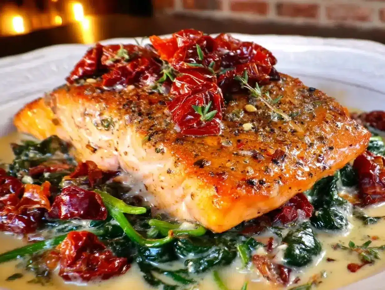 creamy tuscan salmon preparation steps