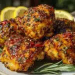 crispy air fryer lemon herb chicken thighs - featured image