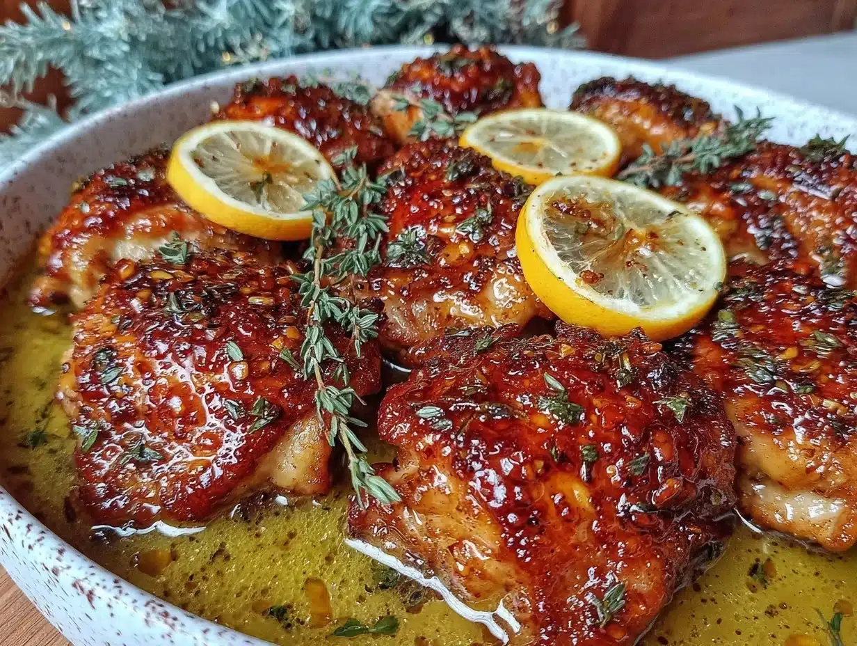 crispy garlic butter chicken thighs - featured image