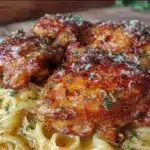 crispy garlic parmesan chicken thighs - featured image