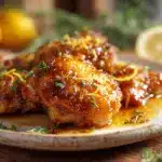 crispy honey lemon chicken thighs - featured image