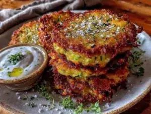 crispy parmesan zucchini fritters - featured image
