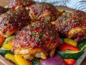 crispy sheet pan chicken thighs - featured image