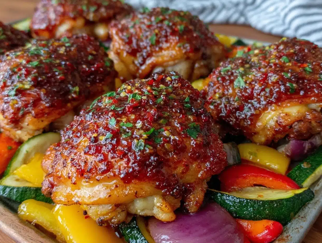 crispy sheet pan chicken thighs - featured image