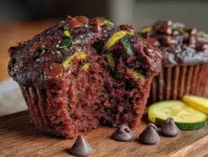 double chocolate zucchini muffins - featured image