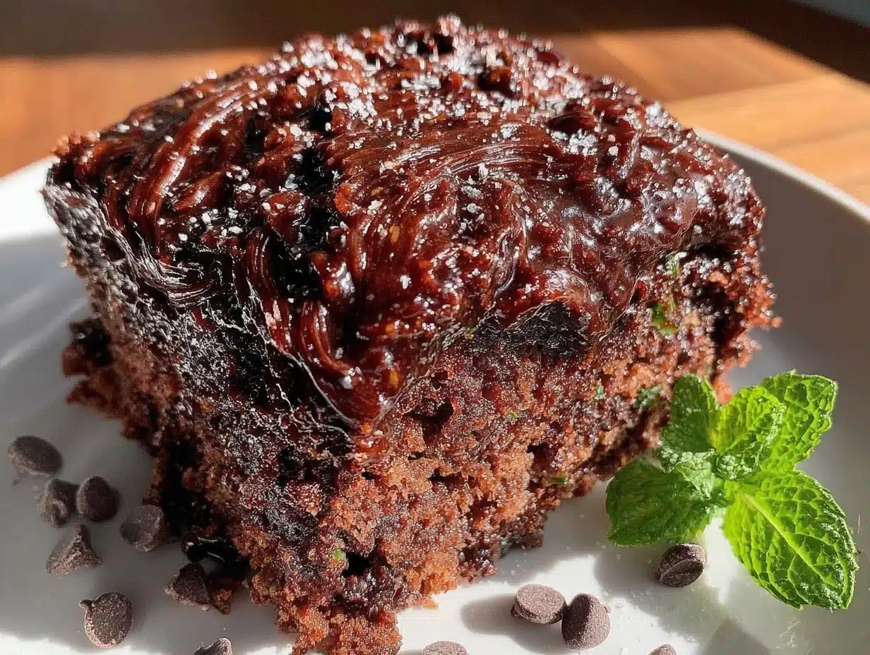 double fudge chocolate zucchini cake - featured image