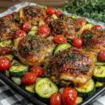 easy crispy sheet pan Greek chicken thighs - featured image