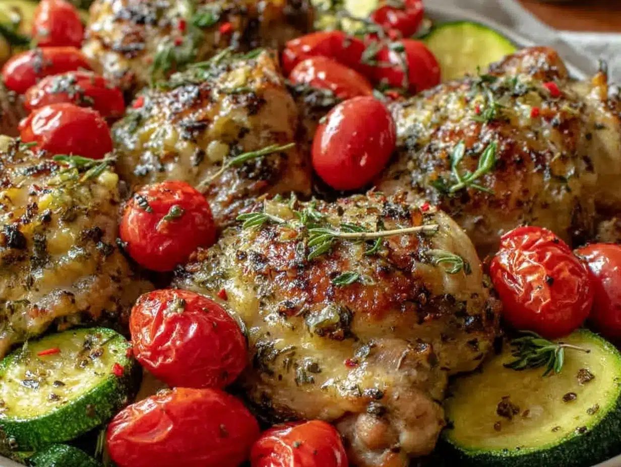 easy crispy sheet pan Greek chicken thighs preparation steps