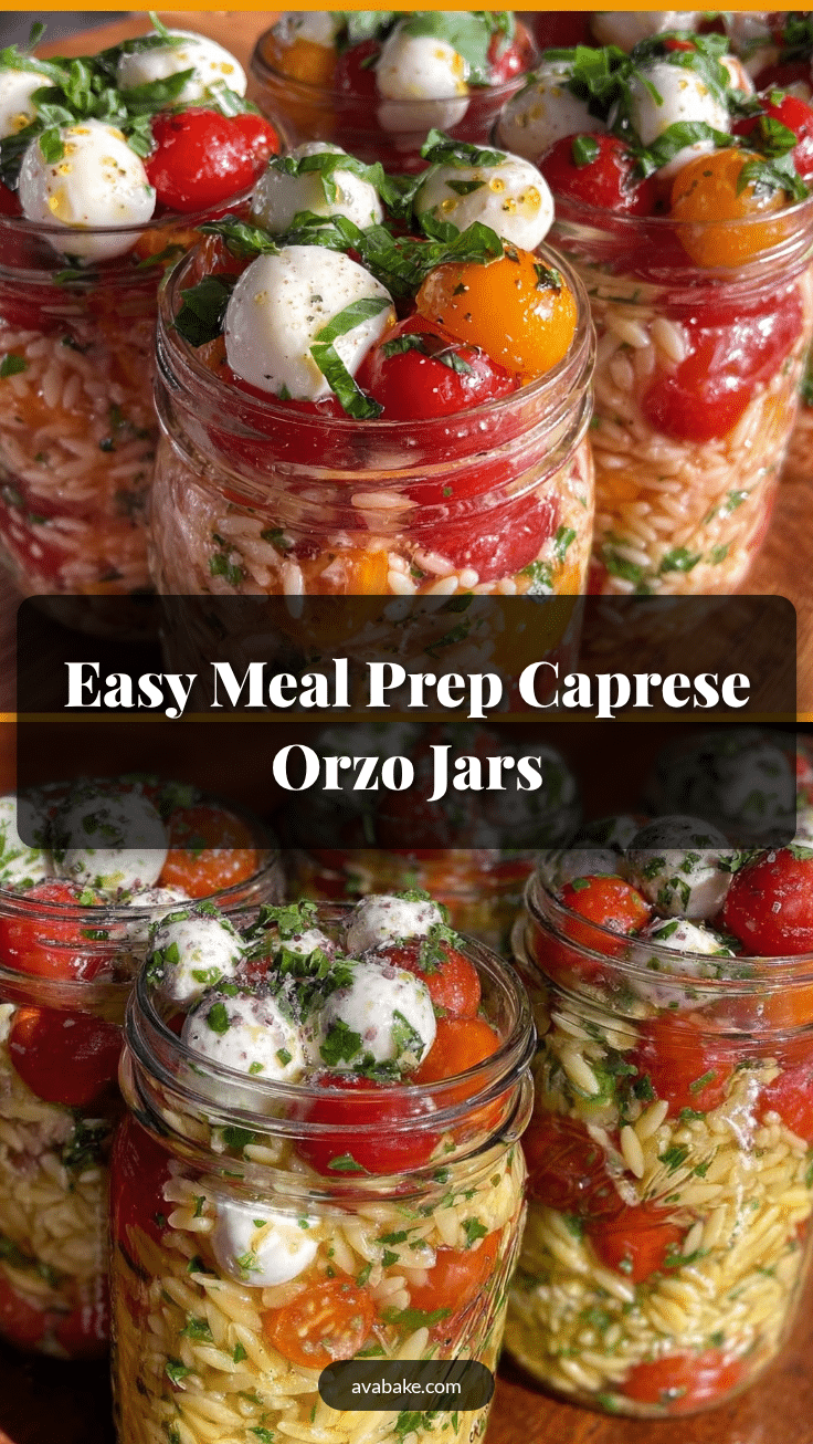 easy meal prep caprese orzo salad jars recipe