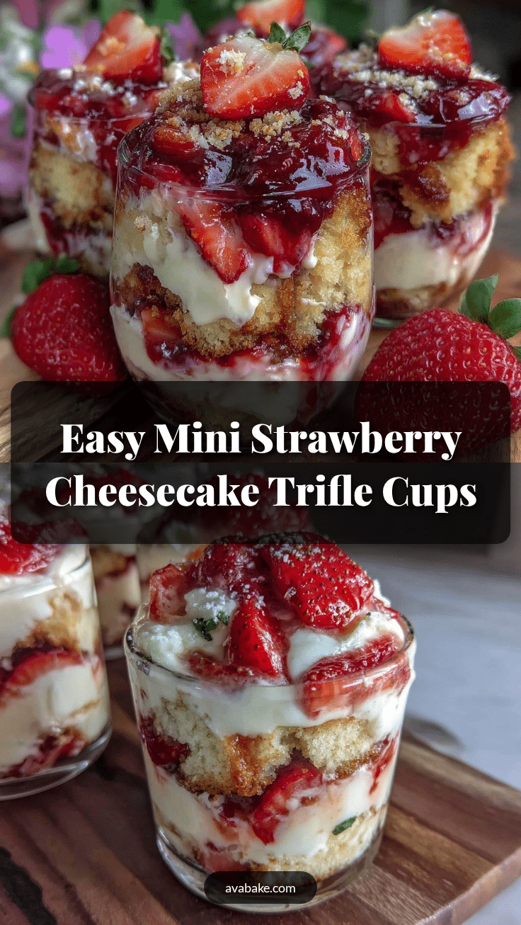 easy mini strawberry cheesecake trifle cups recipe