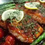 easy sheet pan lemon herb salmon - featured image