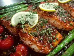 easy sheet pan lemon herb salmon - featured image