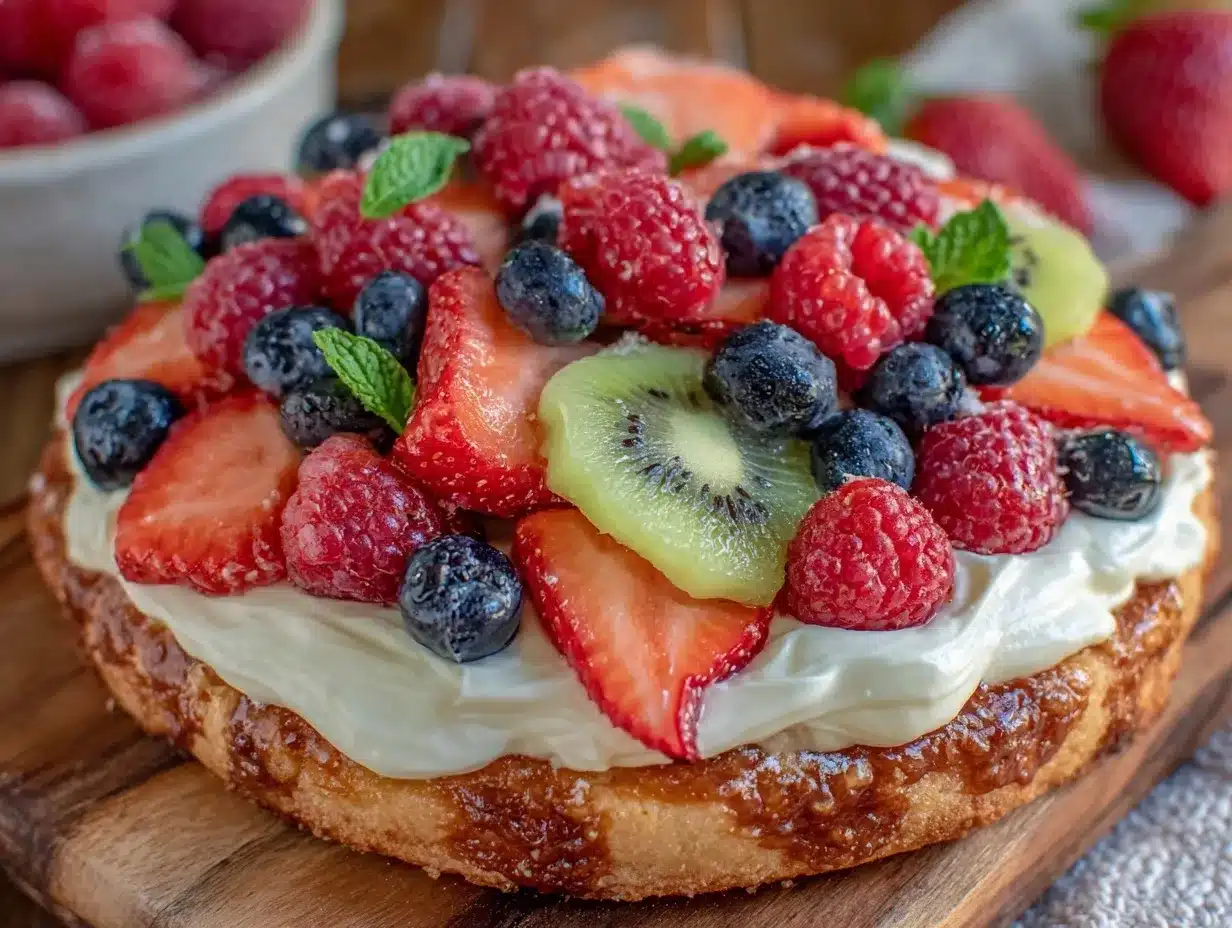 easy sugar cookie fruit pizza preparation steps