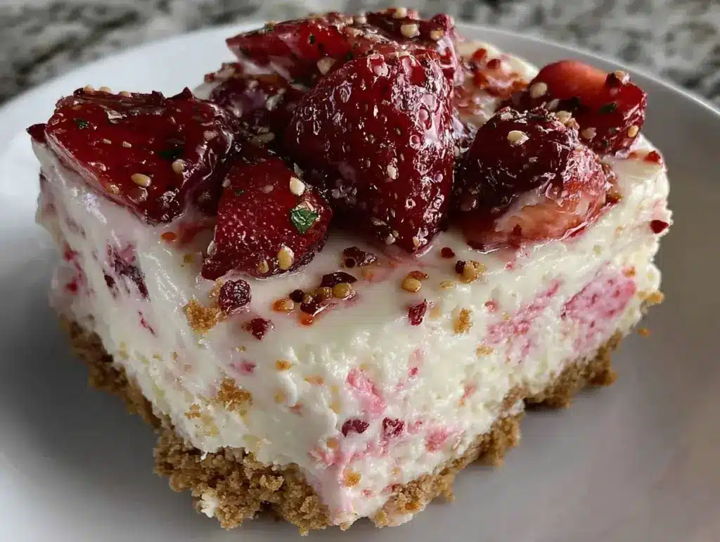 firecracker strawberry cheesecake icebox cake - featured image