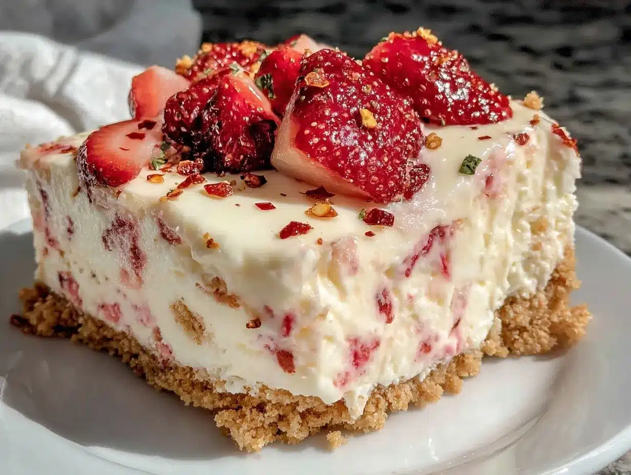 firecracker strawberry cheesecake icebox cake preparation steps
