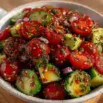 fresh cucumber tomato avocado salad - featured image