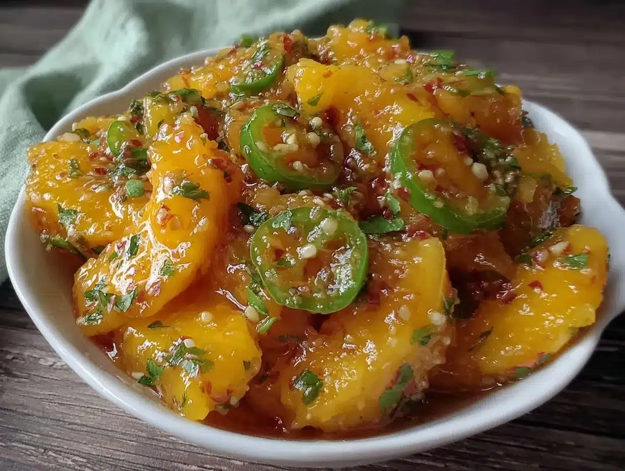 fresh healthy peach jalapeño salsa preparation steps