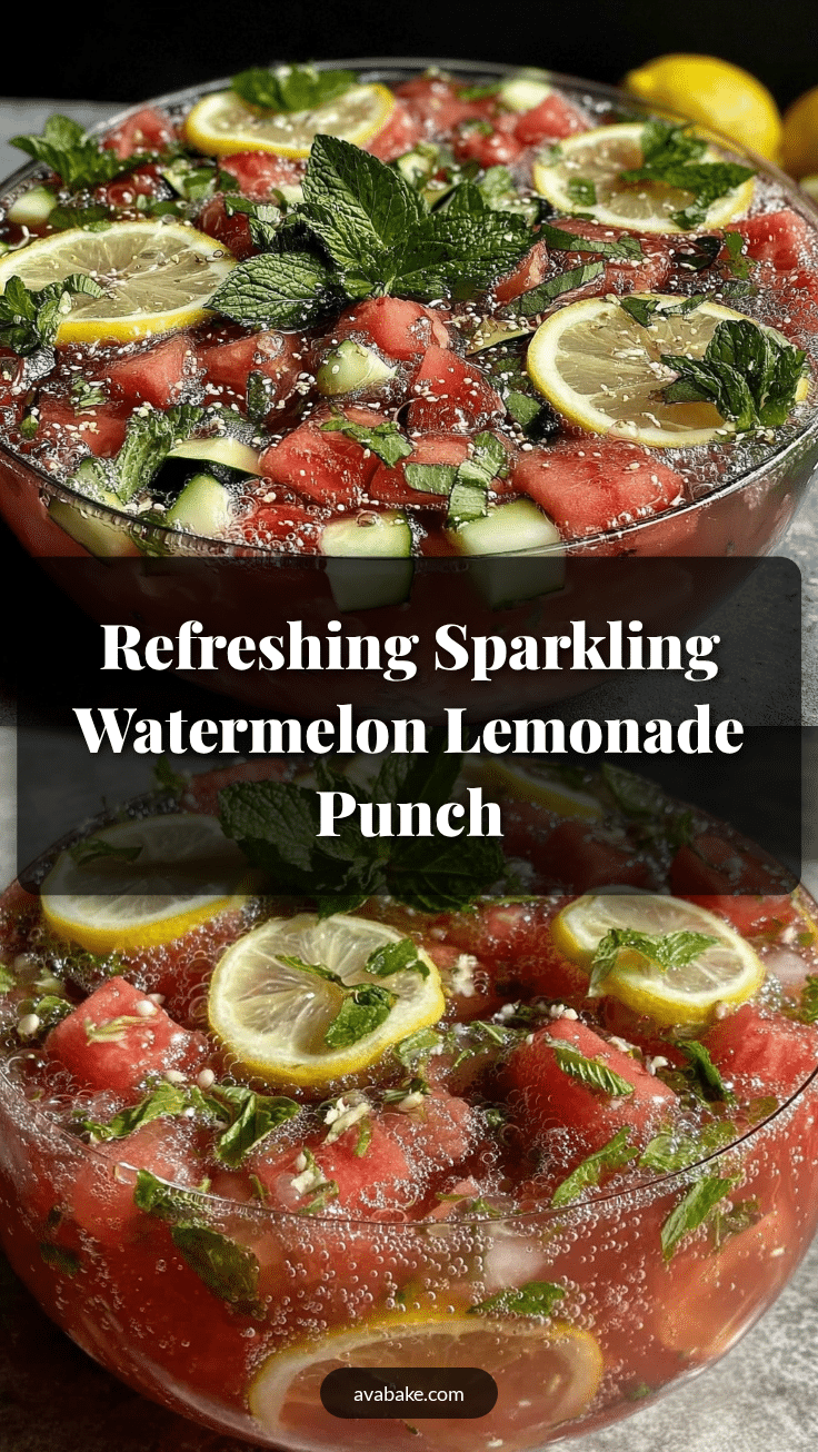 fresh sparkling watermelon lemonade punch bowl recipe