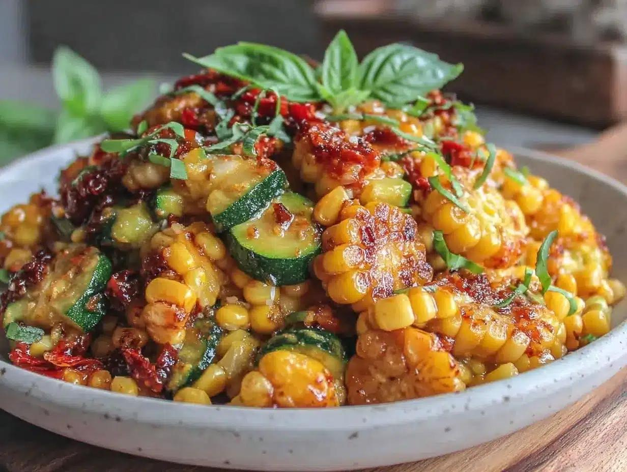 fresh zucchini and corn succotash preparation steps