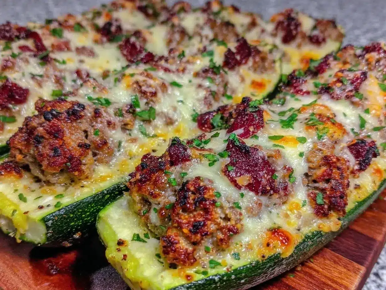 garlic parmesan stuffed zucchini boats preparation steps