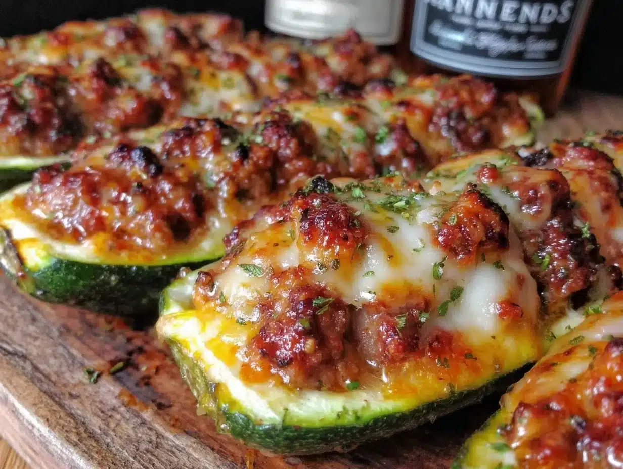 garlic parmesan stuffed zucchini boats - featured image
