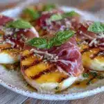 grilled peach burrata salad - featured image